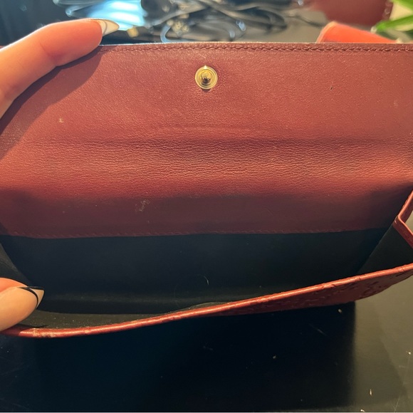 Red Long Guccissima Heart Snap Leather Wallet Bifold Monogram Leather Gold - Picture 6 of 11